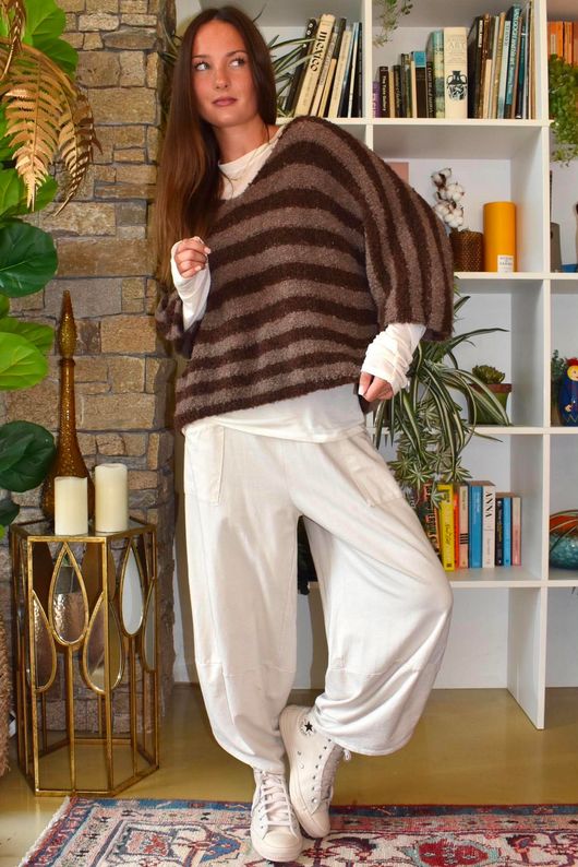 Stripe Boucle Slouch Knit Conker & Earth